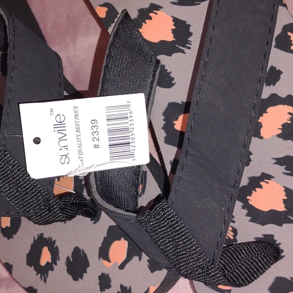 👣SUNVILLE Wedge Canvas Leopard Print Thong Sandals Sale - Picture 6 of 9